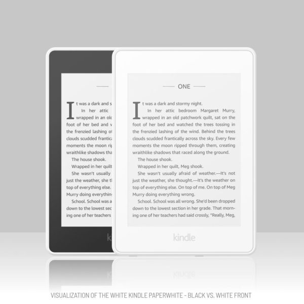 White Kindle Paperwhite visualization - white compared to black front