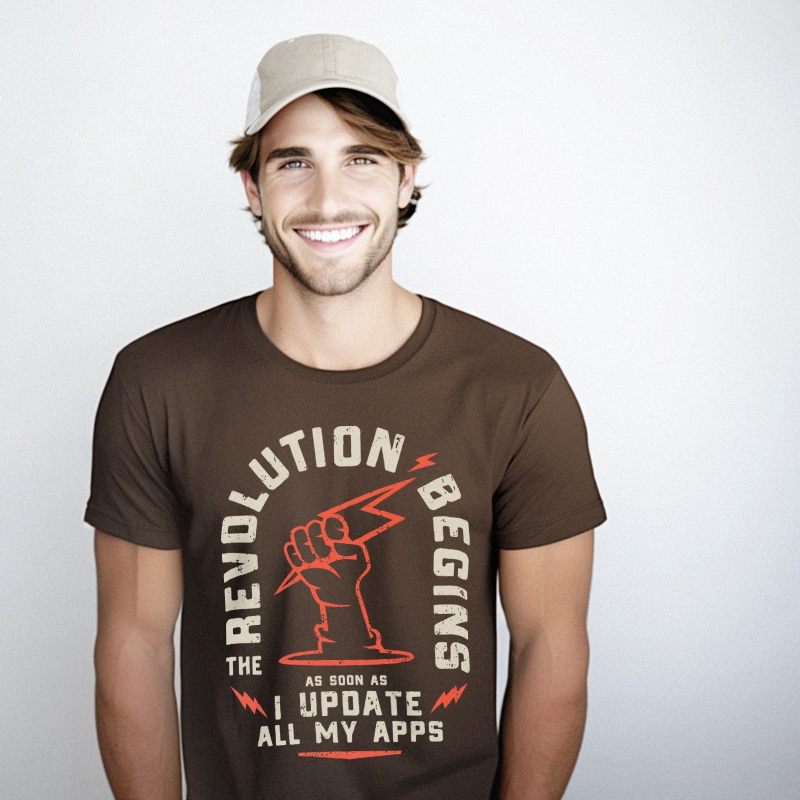 Revolution Begins Update All Apps Funny T-shirt for Geeks