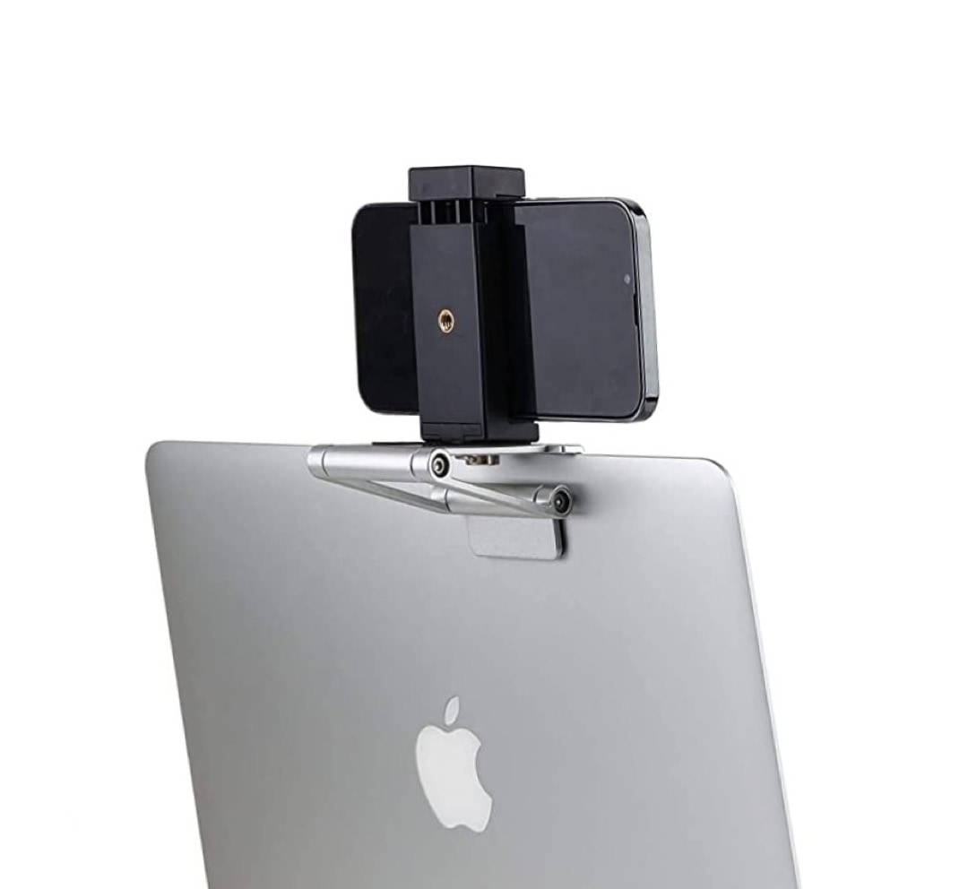 Foldable on-monitor mount for iPhone camera