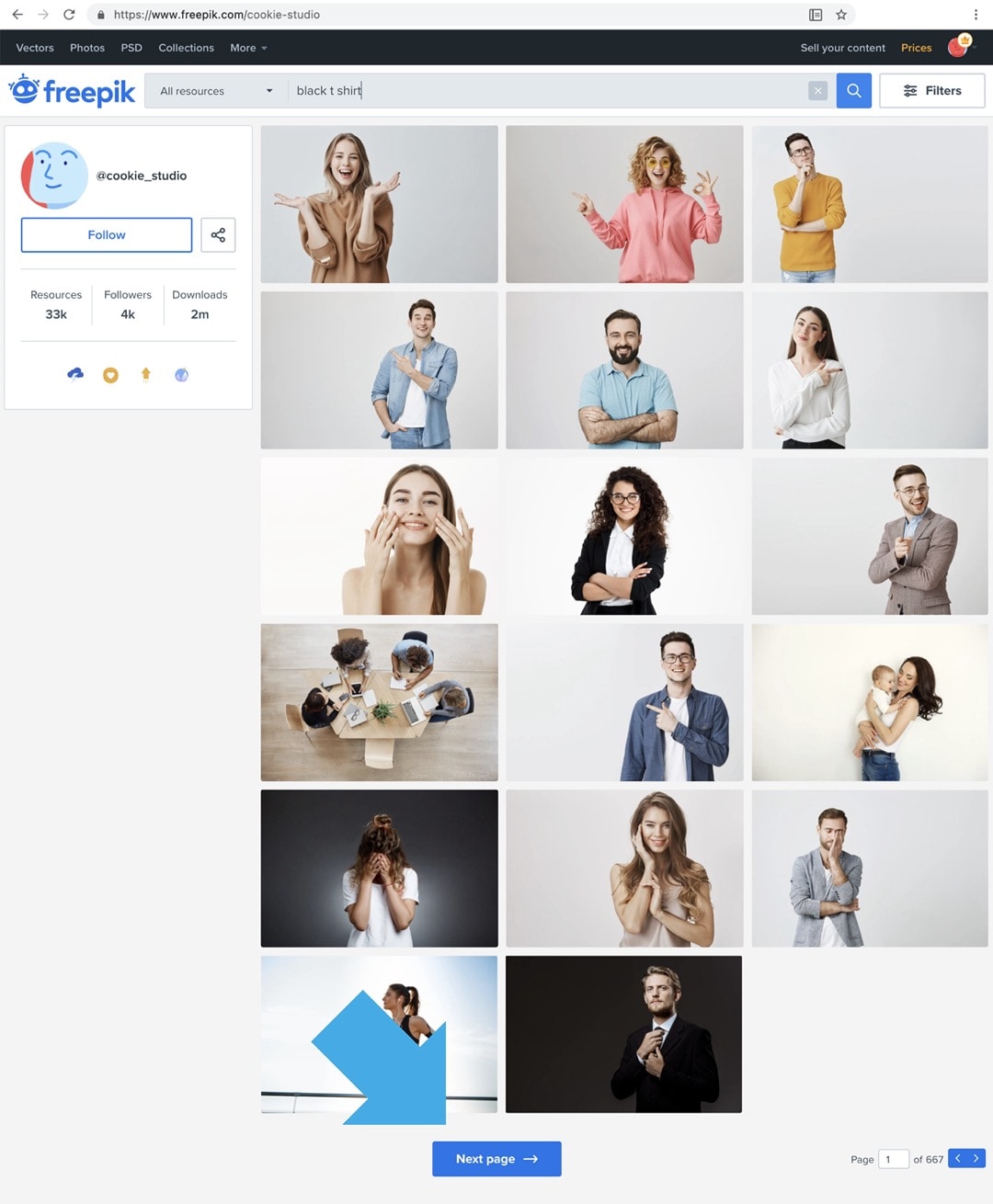 Freepik search single artist portfolio