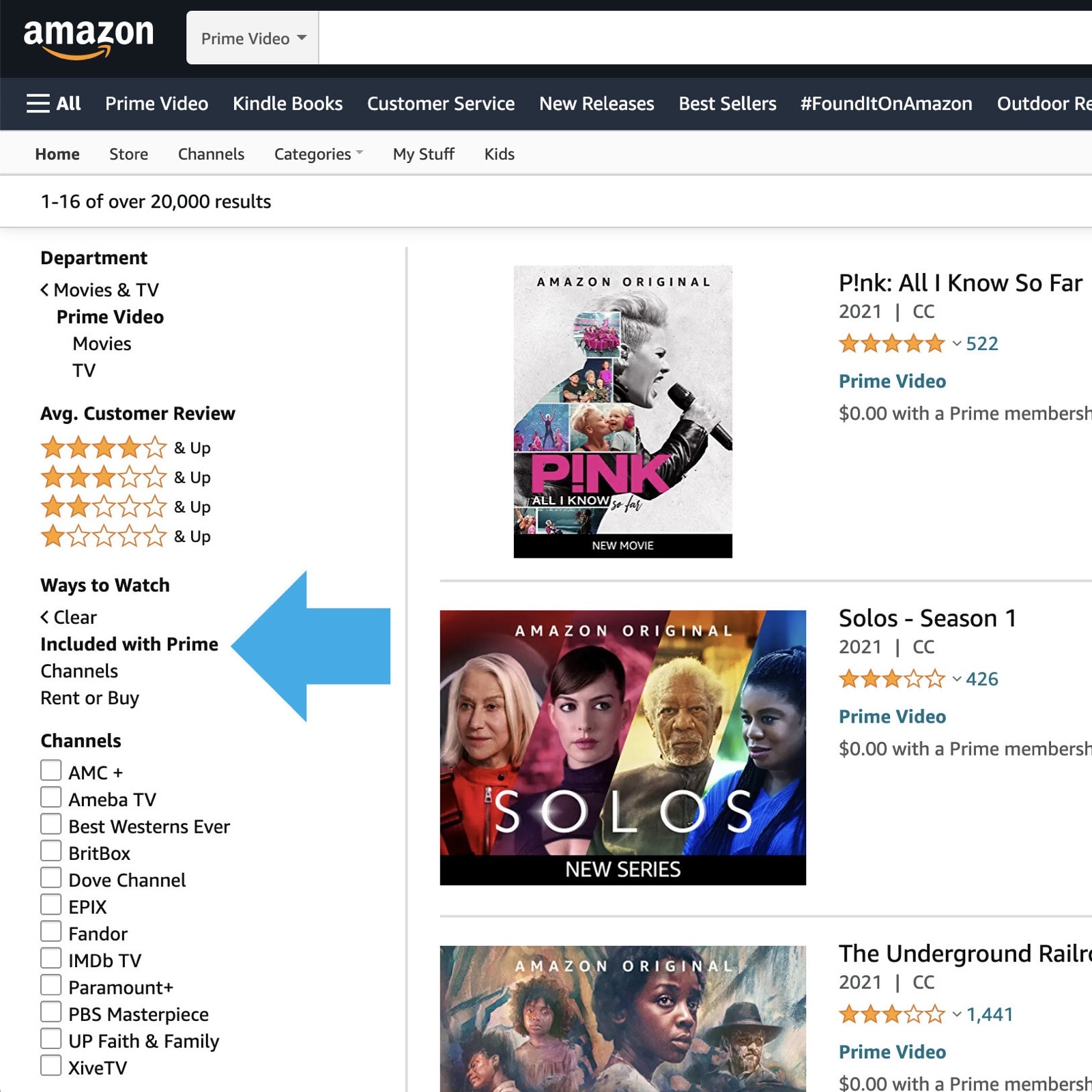 How many Prime Video titles are free for Amazon Prime subscribers