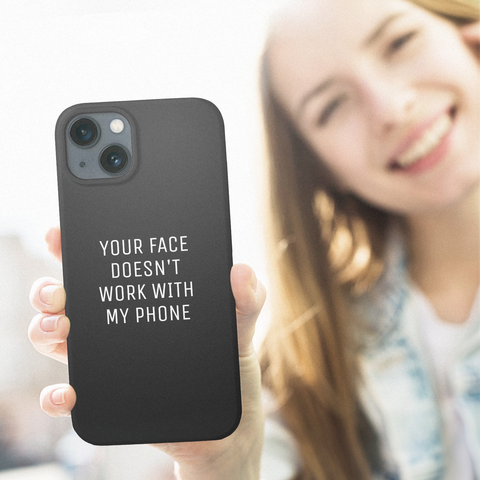 Minimalist iPhone case with a custom text