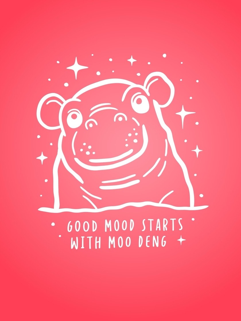 Cute Moo Deng pygmy hippo minimalist line&nbsp;art
