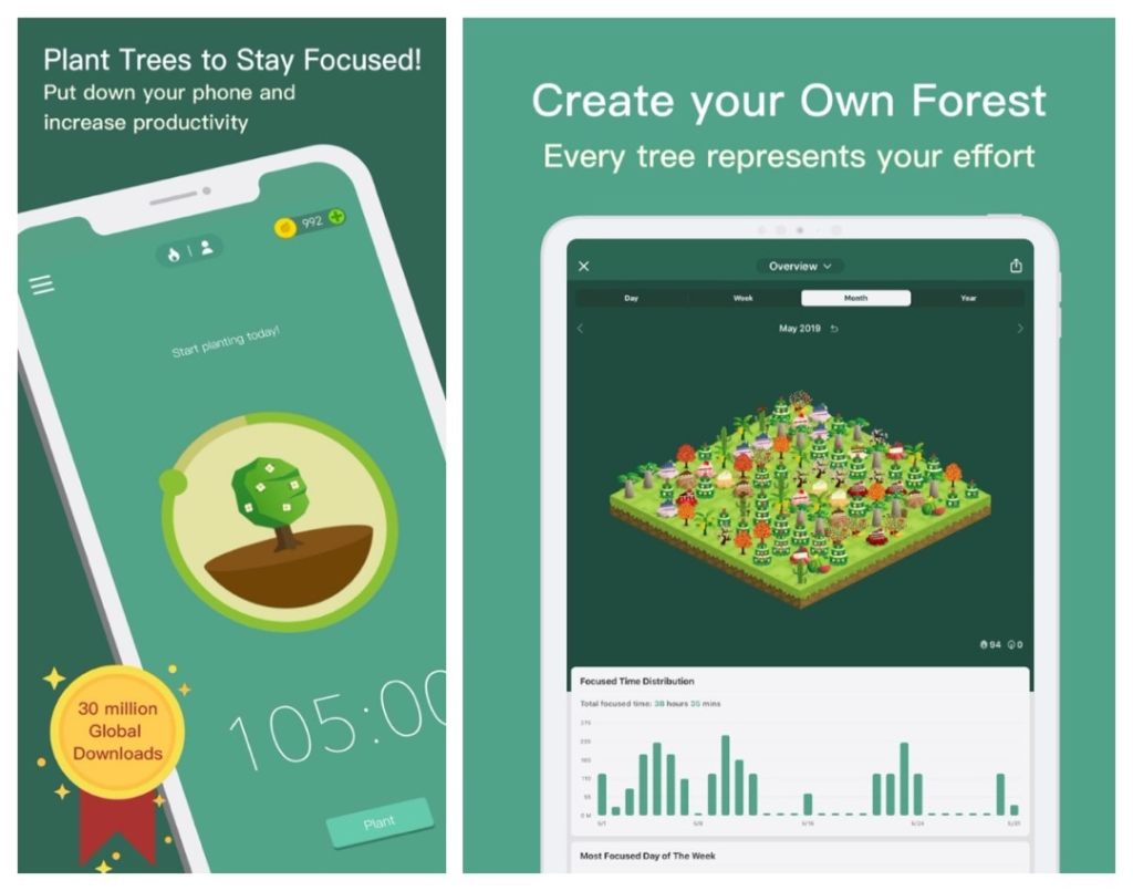 Forest app plants a seed every time you start a distraction-free session