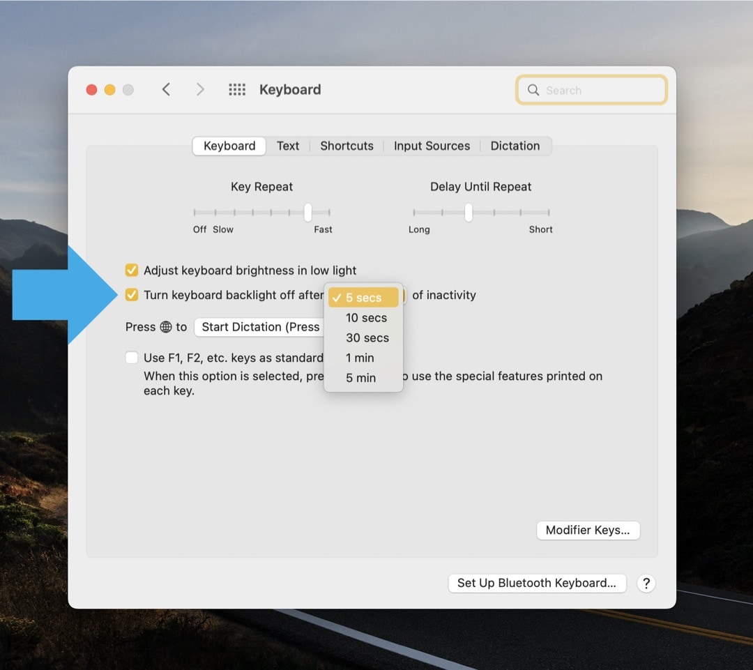 MacBook Pro 2021 turn off keyboard backlight inactivity