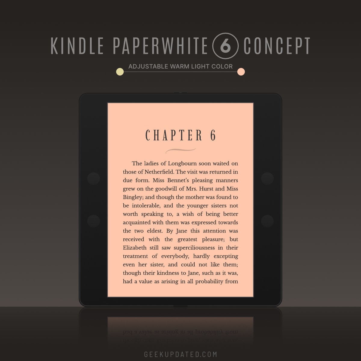 Kindle Paperwhite 6 concept - orange warm light