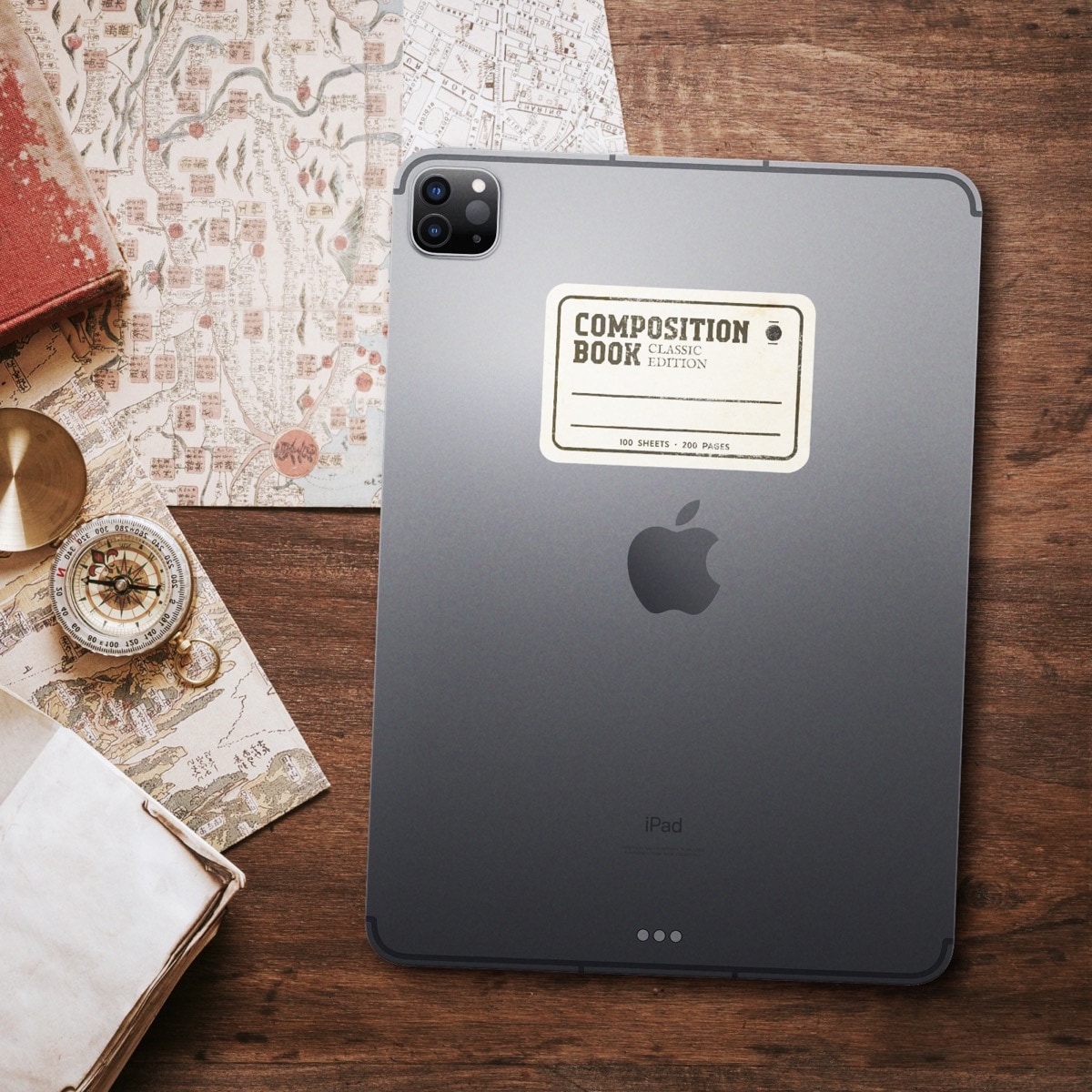 A composition notebook label sticker is a way to personalize your iPad