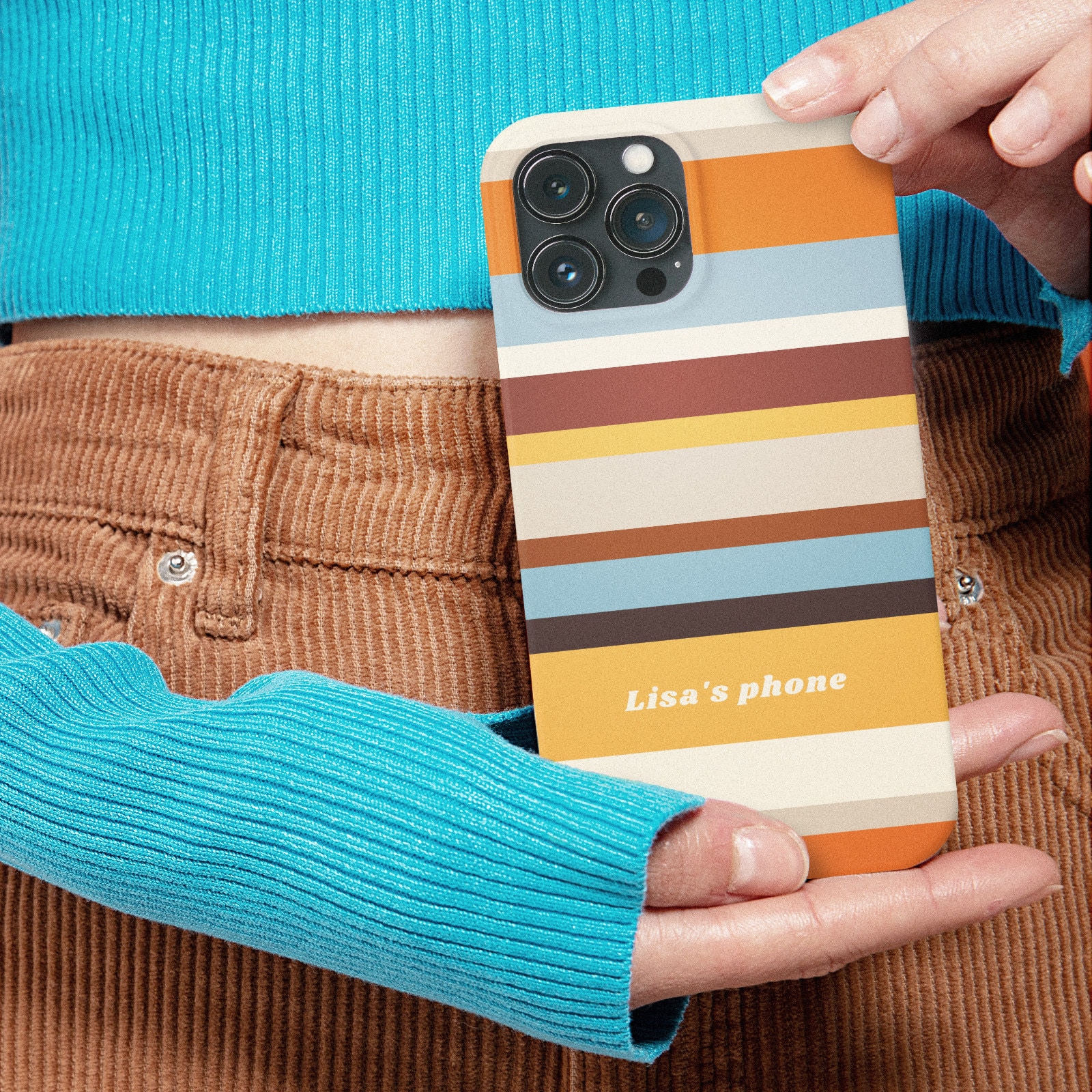 Yellow and brown 70s hippie stripes custom iPhone cover