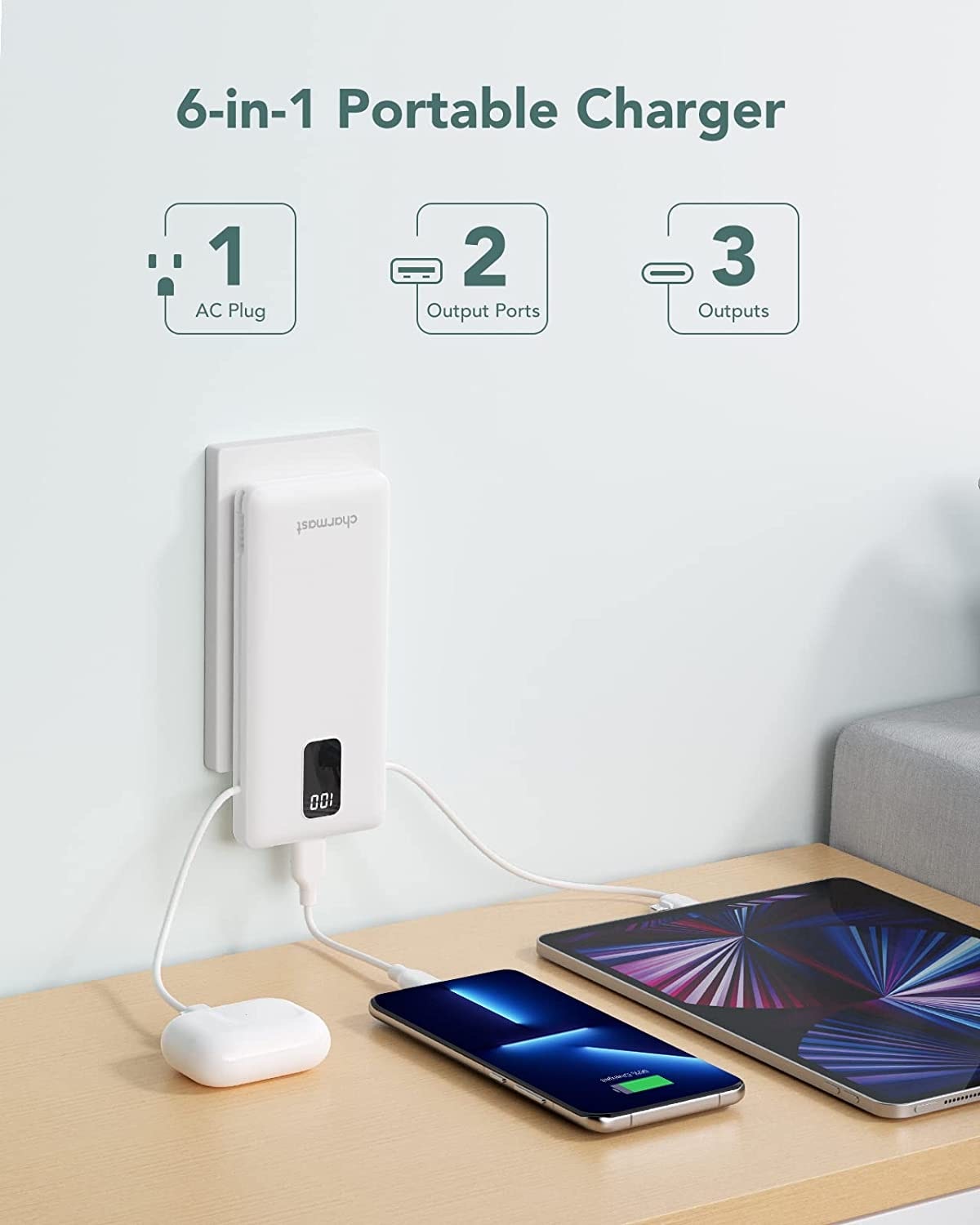 Clever 5-in-1 iPhone ready power bank charger