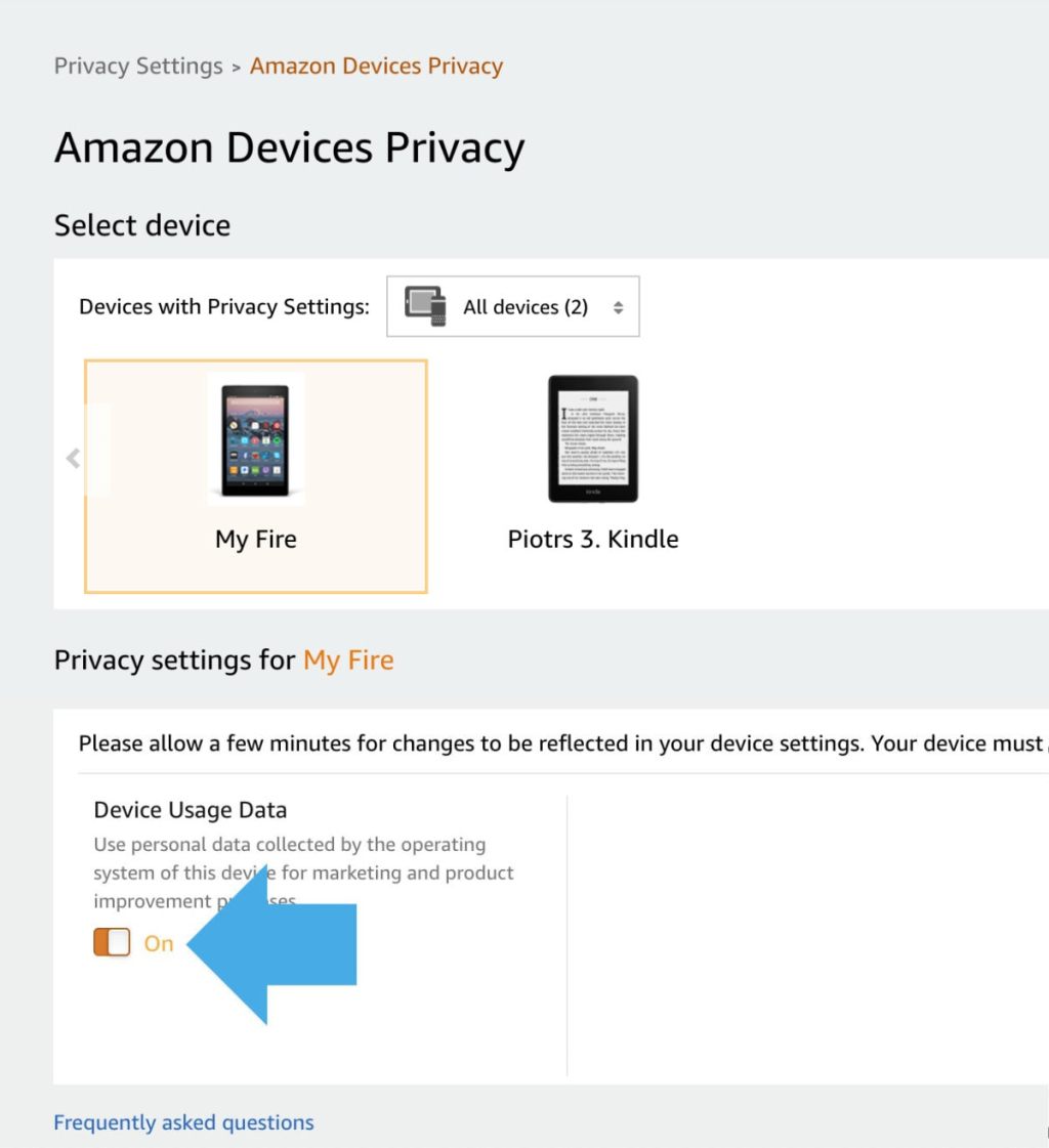 Amazon Fire: change this option to disable collecting your private data for marketing&nbsp;purposes