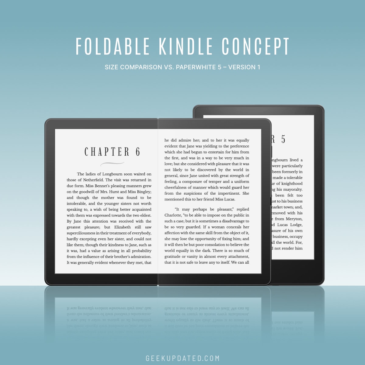 Foldable Kindle concept compared to Paperwhite 5 -size 1