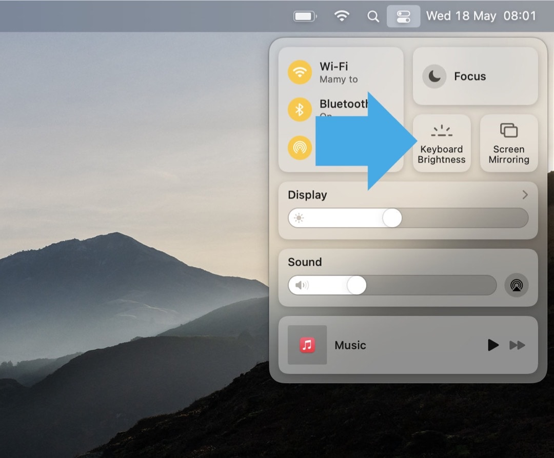 Adjust keyboard brightness MacBook Pro 2021