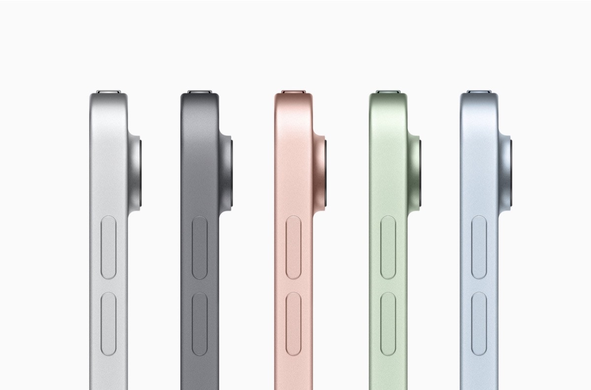 Apple iPad Air 4 colors: Sky Blue, Rose Gold, Green, Silver, and Space Gray