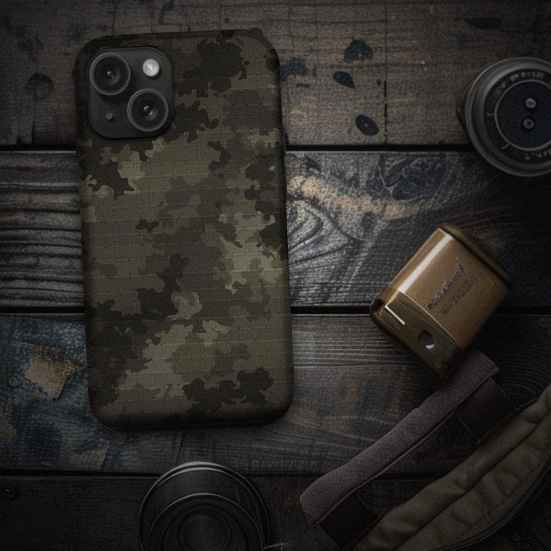 Italian military camo inspired iPhone case – black-charcoal variant