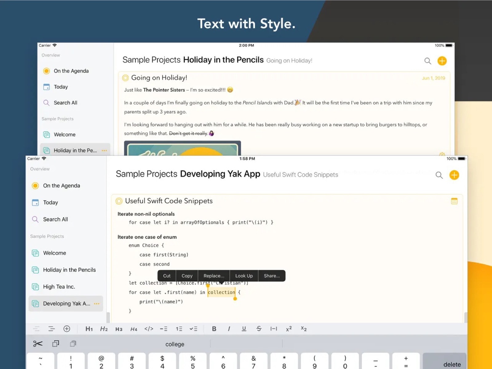 Agenda is a date-focused note-taking app for iPad and iPhone