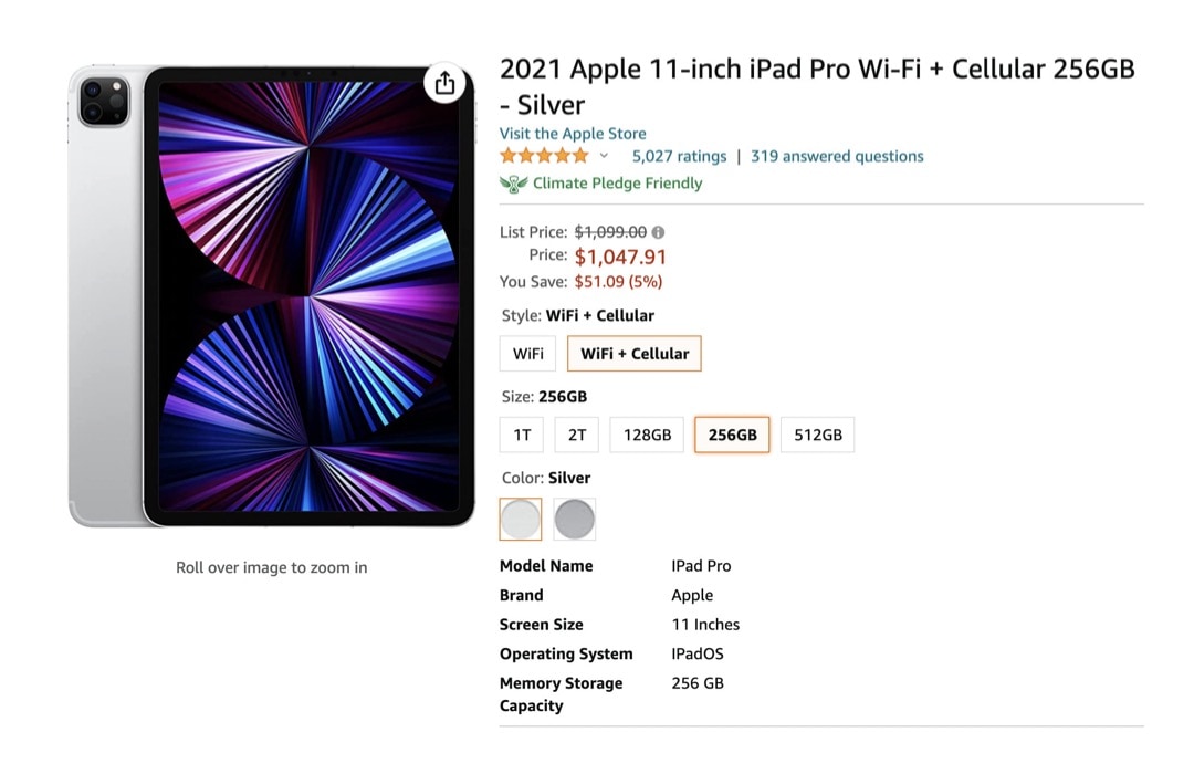 iPad prices on Amazon