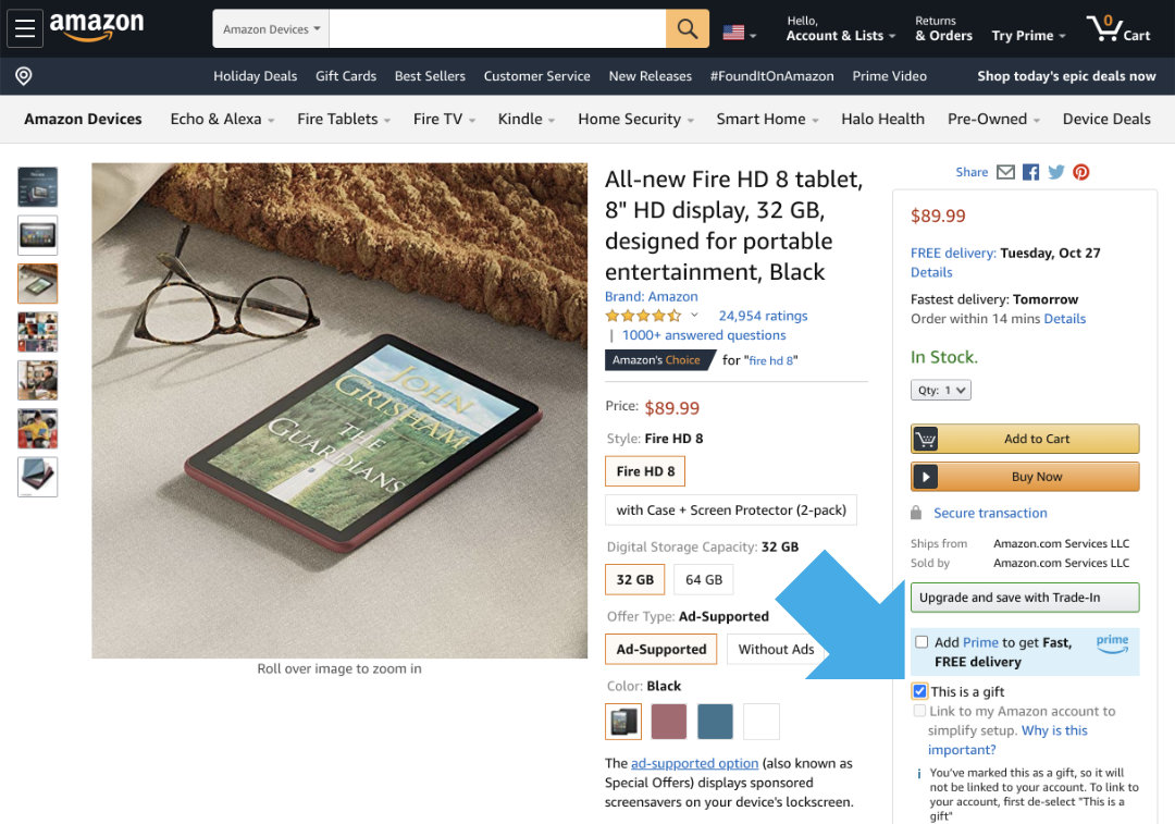 Buy a Fire tablet without linking to your Amazon account
