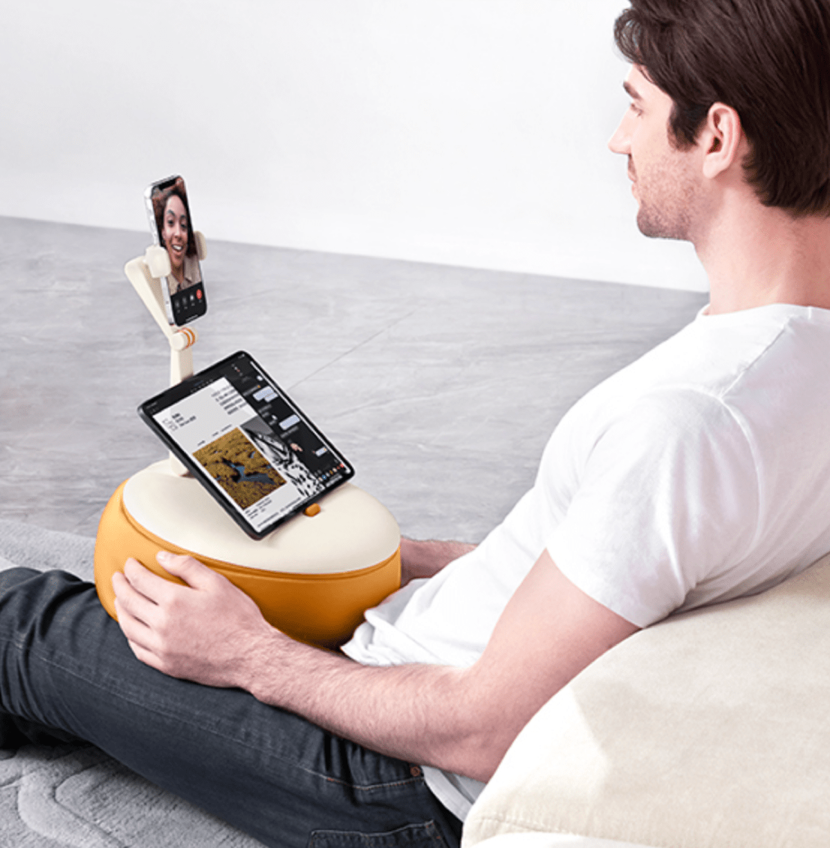 iPad and iPhone pillow holder with flexible arm - hands-free watching
