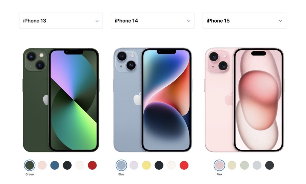 iPhone 15 compared to 14 and 13 (quick&nbsp;chart)