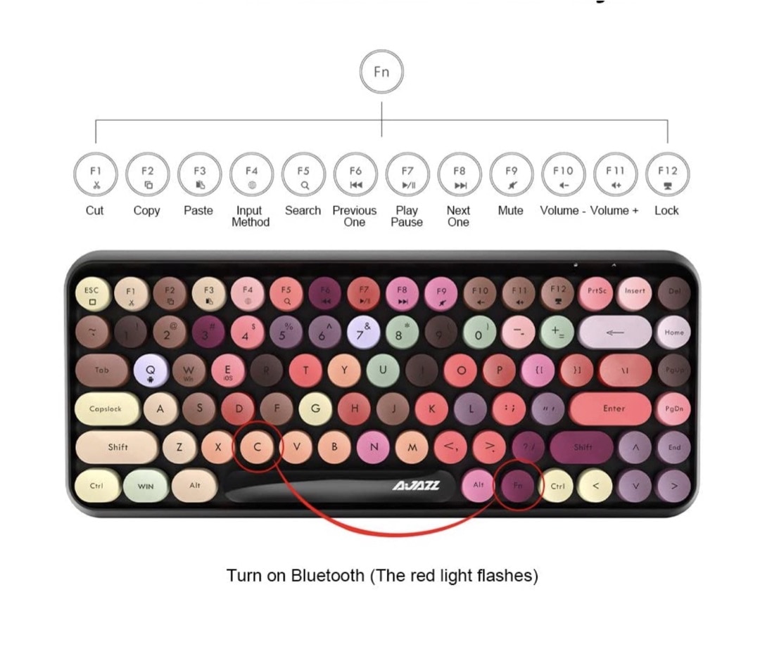 Multi-color wireless vintage tablet keyboard