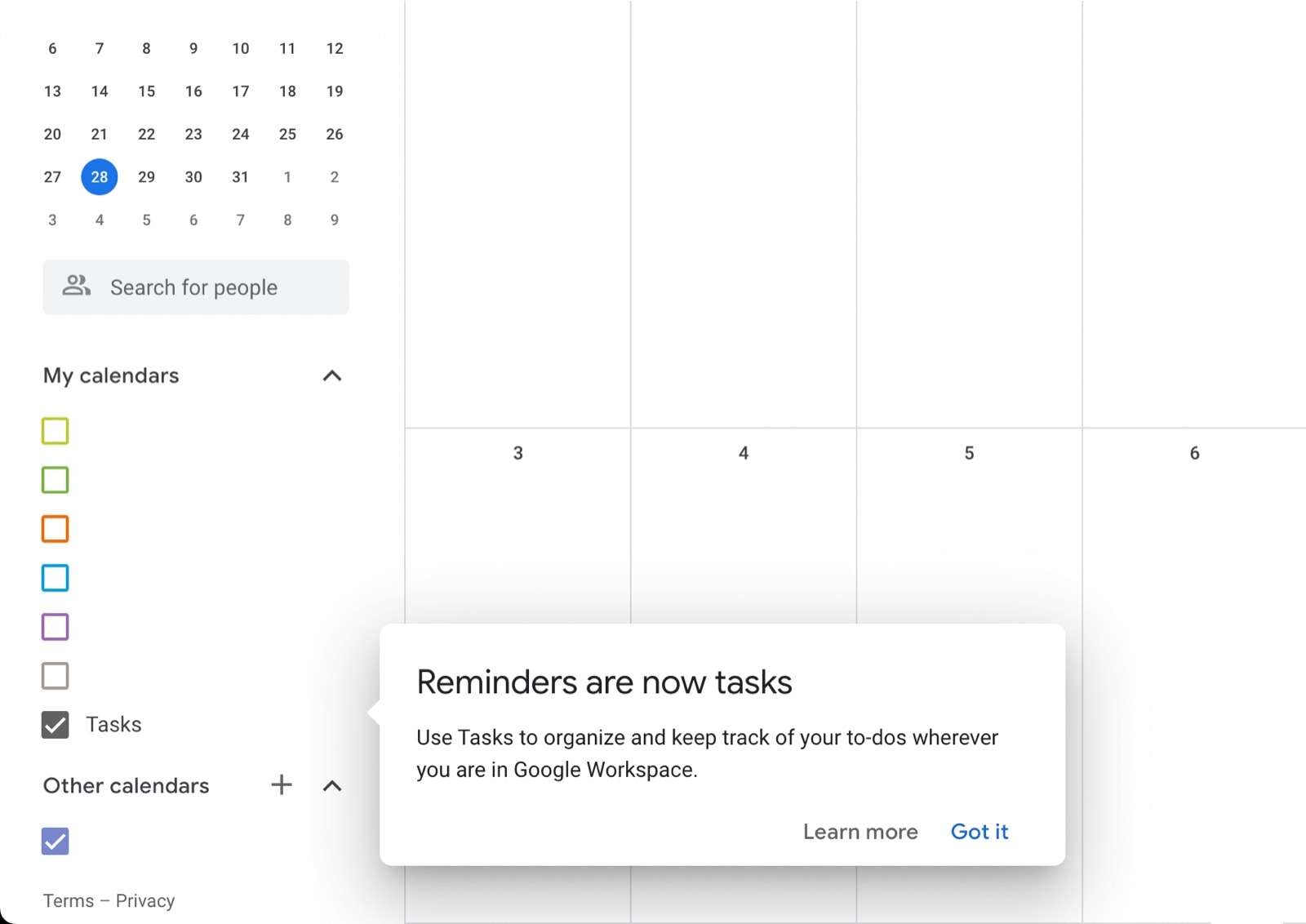 Google Calendar reminders replaced by tasks