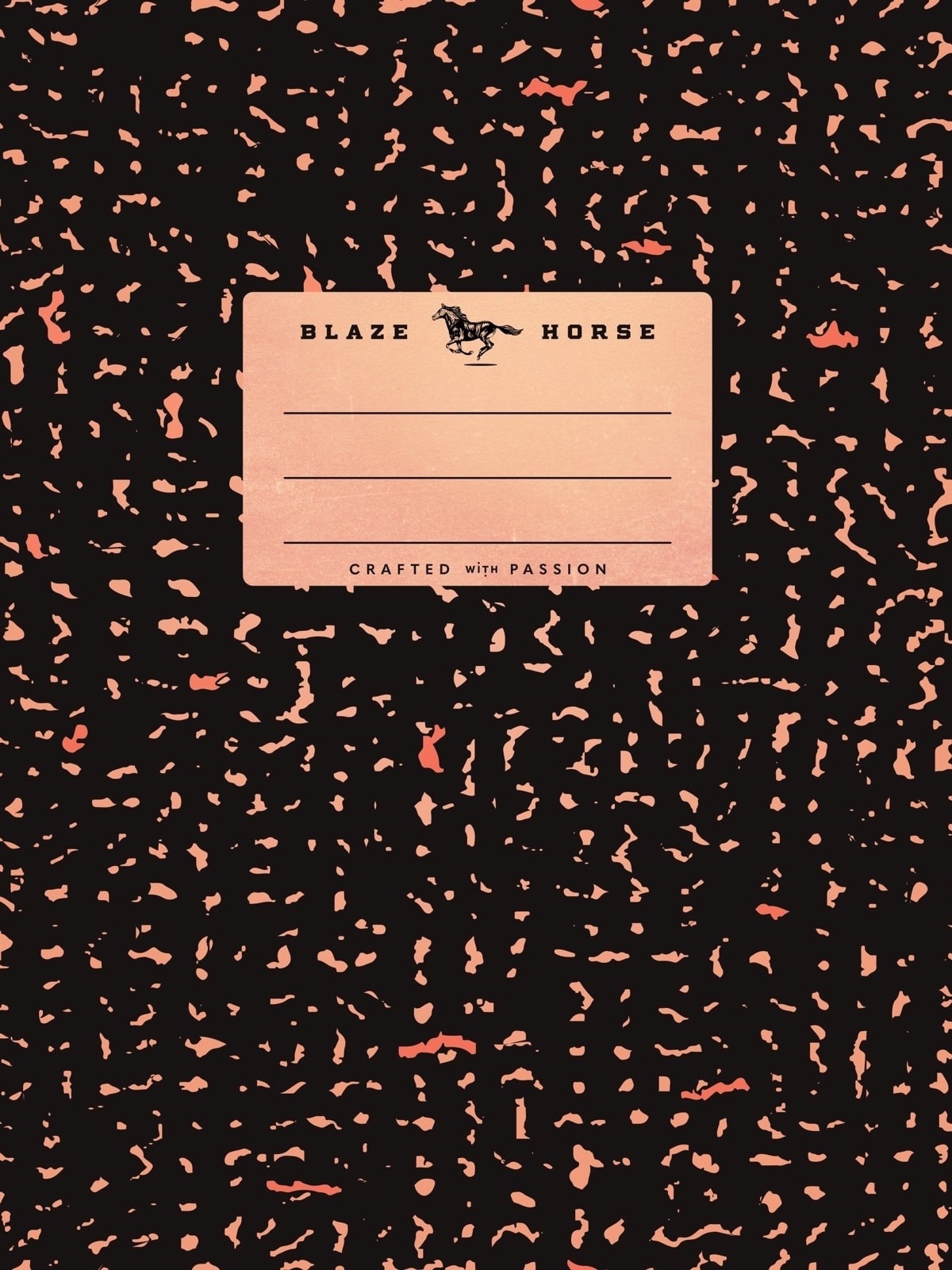 Black composition notebook with a modern pattern