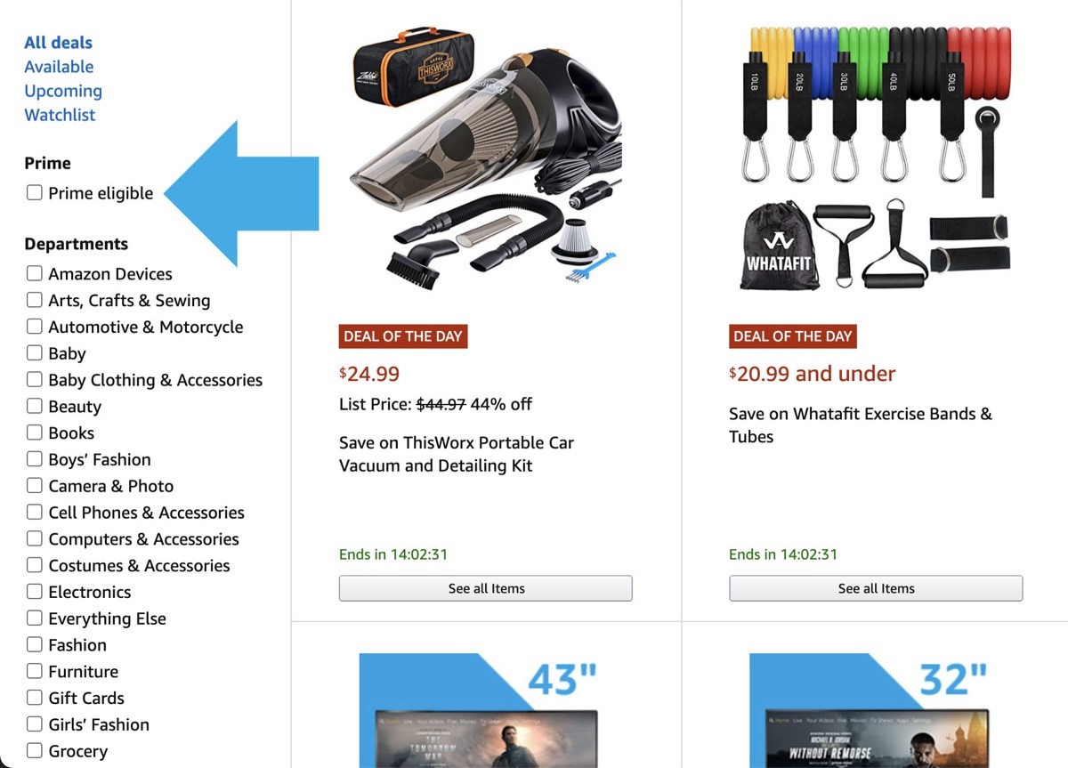 Find Prime eligible items for iPad on Gold Box deal page