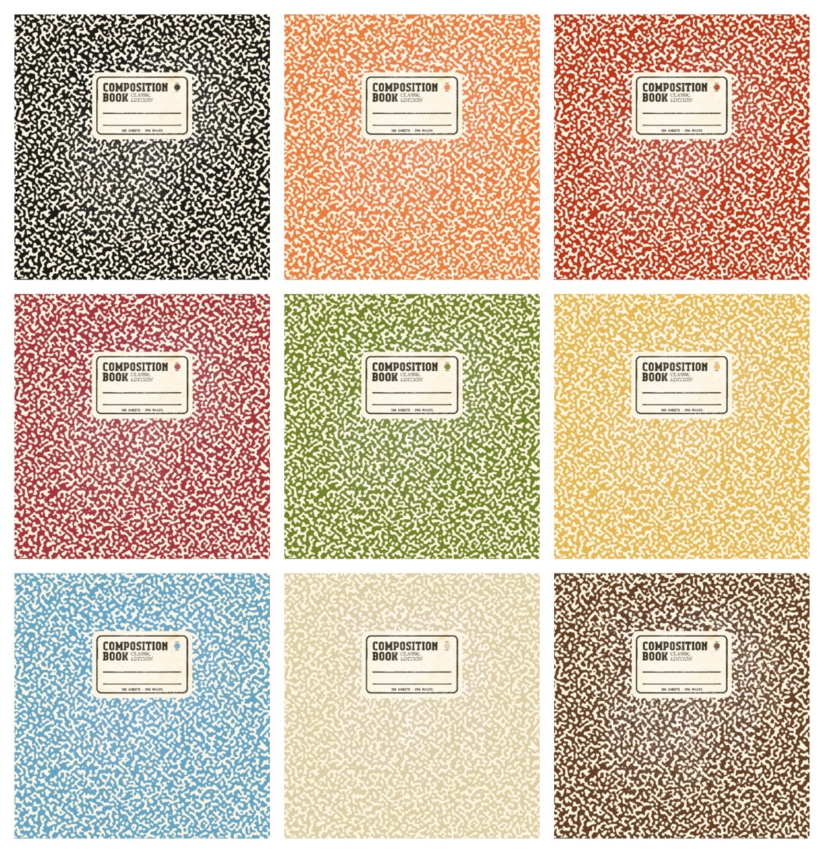Classic composition notebook design colors