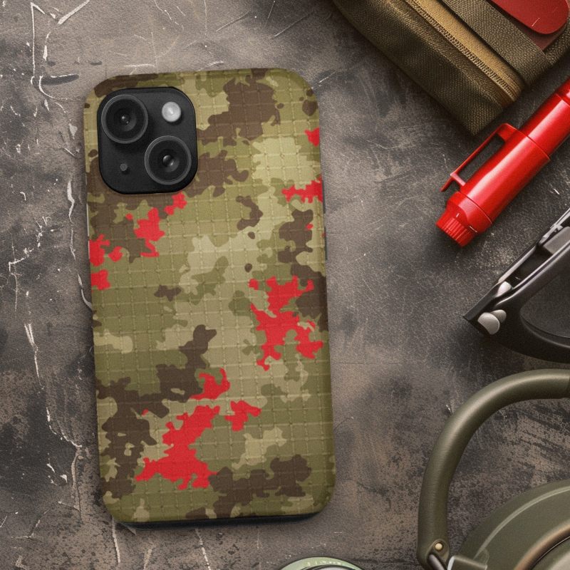 Italian military camo inspired iPhone case – green-red variant