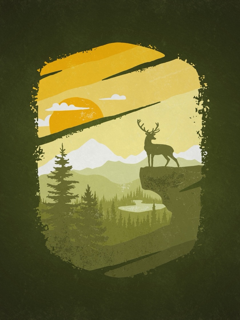 Outdoorsy vintage deer and bear vector&nbsp;graphics